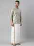 Vastramay Men's Beige Shirt And Mundu Set