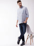 Vastramay Men's Lavender Blue Silk Blend Ethnic Shirt