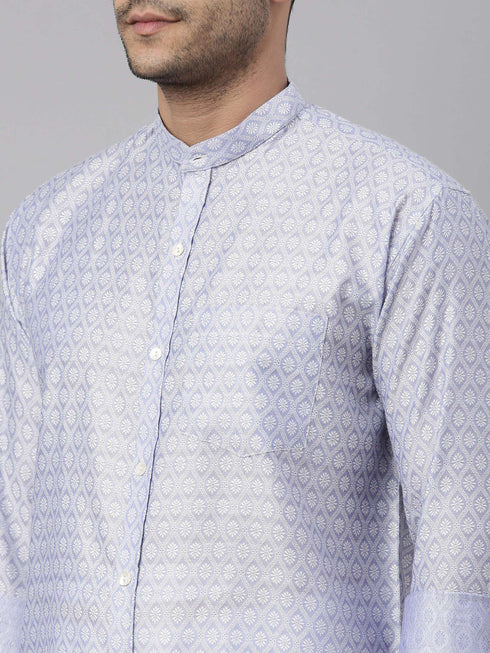 Vastramay Men's Lavender Shirt And Mundu Set