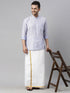 Vastramay Men's Lavender Shirt And Mundu Set