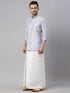 Vastramay Men's Lavender Shirt And Mundu Set