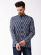 Vastramay Men's Multicolour-Base-Grey Cotton Blend Ethnic Shirt