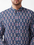 Vastramay Men's Multicolour-Base-Grey Cotton Blend Ethnic Shirt