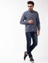Vastramay Men's Multicolour-Base-Grey Cotton Blend Ethnic Shirt