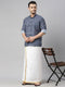 Vastramay Men's Gray Ikkat Print Shirt And Mundu Set