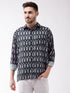 Vastramay Men's Black Cotton Blend Ethnic Shirt
