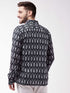 Vastramay Men's Black Cotton Blend Ethnic Shirt