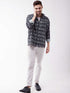 Vastramay Men's Black Cotton Blend Ethnic Shirt
