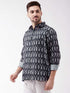 Vastramay Men's Black Cotton Blend Ethnic Shirt
