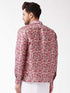 Vastramay Men's Multicolour-Base-Pink Silk Blend Ethnic Shirt