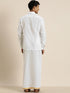 Vastramay Men's White Cotton Shirt And Mundu Set