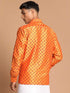 Vastramay Men's Orange Silk Blend Printed Shirt