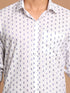 Vastramay Men's Blue And White Woven Design Cotton Shirt