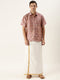 Vastramay Men's Multi-Color Silk Blend Printed Shirt And Mundu Set