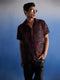 Vastramay Men's Maroon Jacquard Shirt
