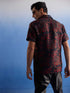 Vastramay Men's Maroon Jacquard Shirt