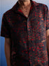 Vastramay Men's Maroon Jacquard Shirt