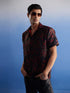 Vastramay Men's Maroon Jacquard Shirt