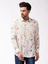 Vastramay Men's Multicolour-Base-Cream Muslin Ethnic Shirtt