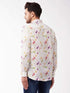 Vastramay Men's Multicolour-Base-Cream Muslin Ethnic Shirtt