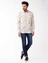 Vastramay Men's Multicolour-Base-Cream Muslin Ethnic Shirtt