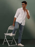 Vastramay Men's White Chikankari Cotton Shirt