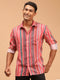 Vastramay Men's Multi-Color Striped Embellished Shirt