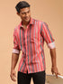 Vastramay Men's Multi-Color Striped Embellished Shirt