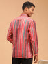Vastramay Men's Multi-Color Striped Embellished Shirt