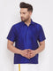 Vastramay Men's Blue Silk Blend Ethnic Shirt