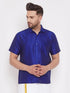 Vastramay Men's Blue Silk Blend Ethnic Shirt