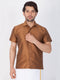 Vastramay Men's Brown Silk Blend Ethnic Shirt