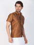 Vastramay Men's Brown Silk Blend Ethnic Shirt