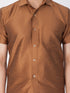 Vastramay Men's Brown Silk Blend Ethnic Shirt