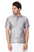 Vastramay Men's Grey Silk Blend Ethnic Shirt