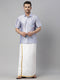 Vastramay Men's Lavender Solid Ethnic Shirt And Mundu Set