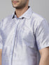 Vastramay Men's Lavender Solid Ethnic Shirt And Mundu Set