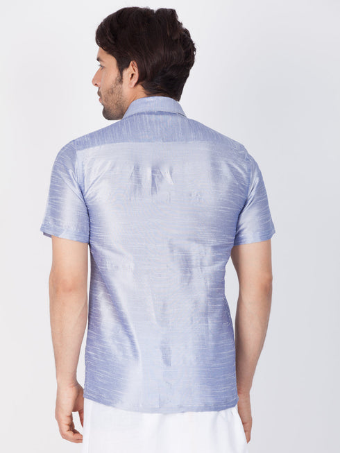 Vastramay Vastramay Men's Lavender Silk Blend Ethnic Shirt