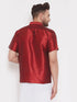 Vastramay Vastramay Men's Maroon Silk Blend Ethnic Shirt