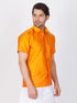 Vastramay Vastramay Men's Orange Silk Blend Ethnic Shirt