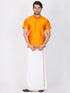 Vastramay Vastramay Men's Orange Silk Blend Ethnic Shirt