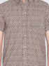 Vastramay Men's Brown Cotton Ethnic Shirt