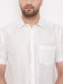 Vastramay Men's White Silk Blend Ethnic Shirt