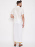 Vastramay Men's White Silk Blend Shirt And Mundu Set