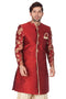 Vastramay Men's Maroon Silk Blend Sherwani Only Top