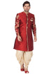 Vastramay Men's Maroon Silk Blend Sherwani Only Top