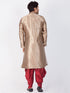 VASTRAMAY Men's Gold Cotton Silk Blend Sherwani Set