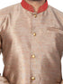 VASTRAMAY Men's Gold Cotton Silk Blend Sherwani Set