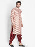 Vastramay Men's Pink Cotton Satin Blend Sherwani Set