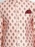 Vastramay Men's Pink Cotton Satin Blend Sherwani Set